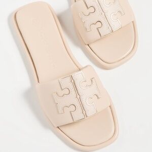 Tory Burch Double T Sport Slide Dulce De Leche/Gold Size 7
